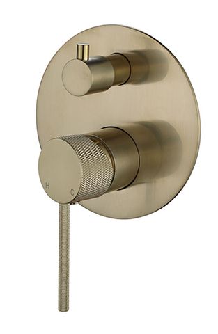 Star Mini Diverter Shower Mixer With Knurled Handle Pvd Brushed Bronze