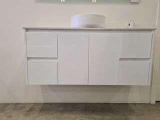 CABINET ONLY Stratus 1200 Gloss White Wall Hung Slimline Vanity