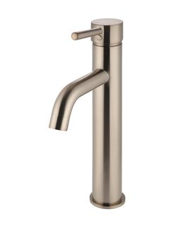 Round Tall Curved Basin Mixer  Champagne