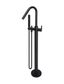 Round Freestanding Bath Spout and Hand Shower - Paddle Handle Matte Black