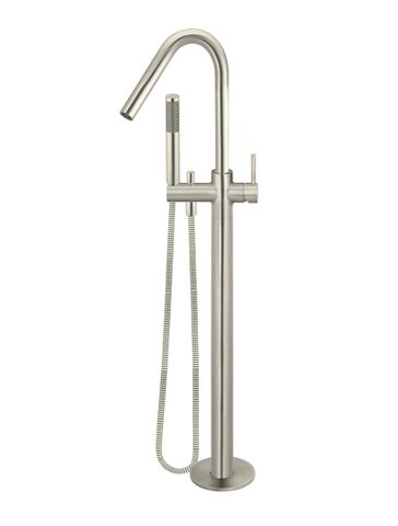 Round Freestanding Bath Spout and Hand Shower  Brushed Nickel