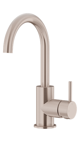 Round Gooseneck Basin Mixer Champagne