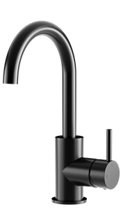 Round Gooseneck Basin Mixer Matte Black