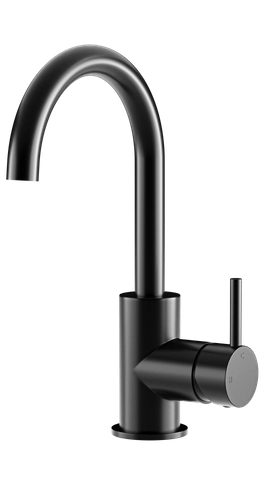 Round Gooseneck Basin Mixer Matte Black