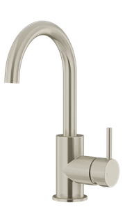 Round Gooseneck Basin Mixer Brushed Nickel