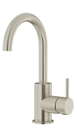 Round Gooseneck Basin Mixer Brushed Nickel