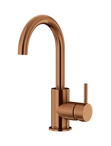 Round Gooseneck Basin Mixer Lustre Bronze