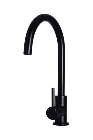 Round Gooseneck Kitchen Mixer Tap  Matte Black