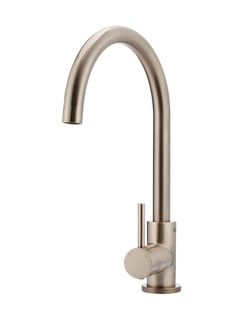 Round Gooseneck Kitchen Mixer Tap  Champagne