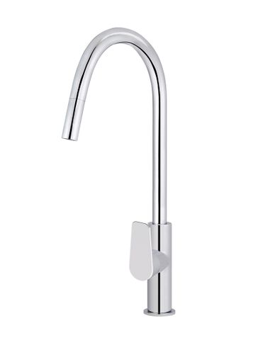 Round Piccola Pull Out Kitchen Mixer Tap - Paddle Handle Chrome