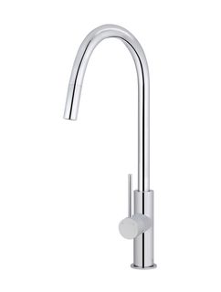 Round Piccola Pull Out Kitchen Mixer Tap  Chrome