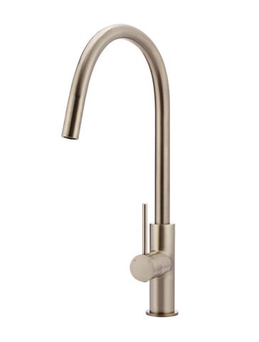 Round Piccola Pull Out Kitchen Mixer Tap  Champagne