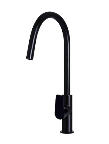 Round Piccola Pull Out Kitchen Mixer Tap - Paddle Handle Matte Black