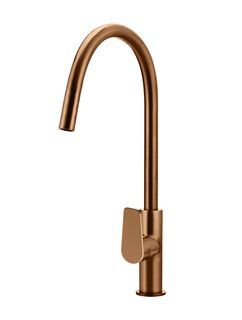 Round Piccola Pull Out Kitchen Mixer Tap - Paddle Handle Lustre Bronze