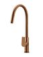 Round Piccola Pull Out Kitchen Mixer Tap - Paddle Handle Lustre Bronze