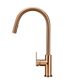 Round Piccola Pull Out Kitchen Mixer Tap - Paddle Handle Lustre Bronze