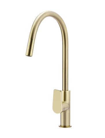 Round Piccola Pull Out Kitchen Mixer Tap - Paddle Handle Tiger Bronze