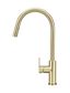 Round Piccola Pull Out Kitchen Mixer Tap - Paddle Handle Tiger Bronze