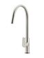 Round Piccola Pull Out Kitchen Mixer Tap - Paddle Handle Brushed Nickel