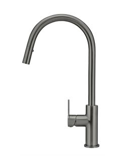 Round Piccola Pull Out Kitchen Mixer Tap - Paddle Handle Shadow