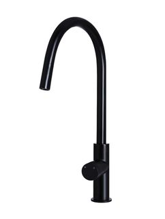 Round Piccola Pull Out Kitchen Mixer Tap - Pinless Handle Matte Black