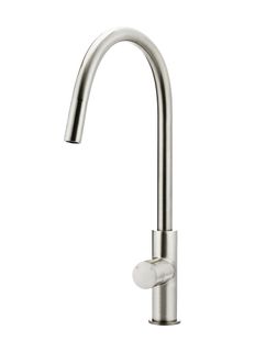 Round Piccola Pull Out Kitchen Mixer Tap - Pinless Handle Brushed Nickel