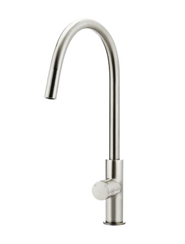 Round Piccola Pull Out Kitchen Mixer Tap - Pinless Handle Brushed Nickel