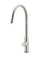 Round Piccola Pull Out Kitchen Mixer Tap - Pinless Handle Brushed Nickel