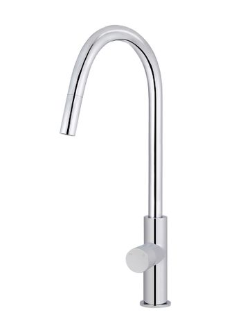 Round Piccola Pull Out Kitchen Mixer Tap - Pinless Handle Chrome