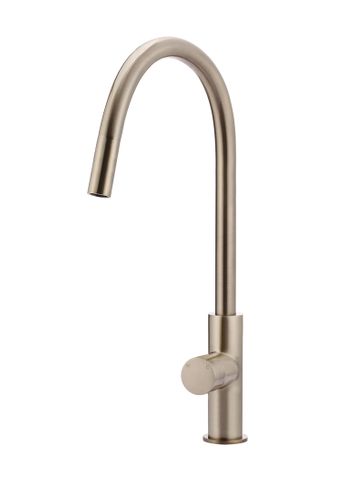 Round Piccola Pull Out Kitchen Mixer Tap - Pinless Handle Champagne