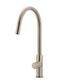 Round Piccola Pull Out Kitchen Mixer Tap - Pinless Handle Champagne