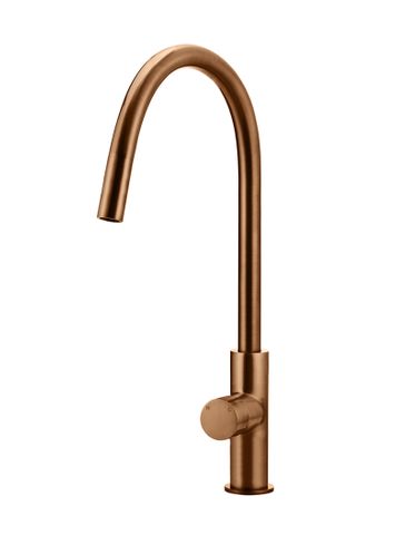 Round Piccola Pull Out Kitchen Mixer Tap - Pinless Handle Lustre Bronze