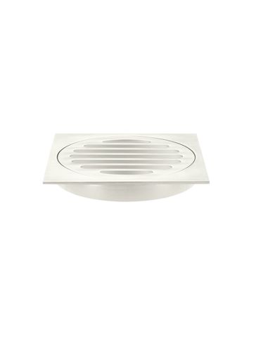 Square Floor Grate Shower Drain 100mm outlet  Brushed Nickel