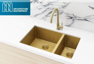 Kitchen Sink - One & Half Bowl 670 x 440  Brushed Bronze Gold