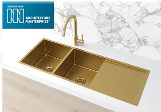 Kitchen Sink - Drainboard Double Bowl 1160*440*200 Brushed Bronze Gold