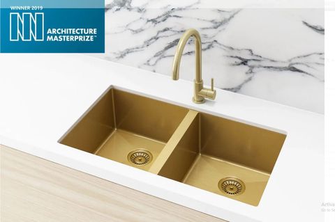 Kitchen Sink - Double Bowl 760 x 440  Brushed Bronze Gold