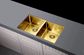 Kitchen Sink - Double Bowl 760 x 440  Brushed Bronze Gold