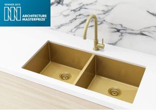 Kitchen Sink - Double Bowl 860 x 440  Brushed Bronze Gold