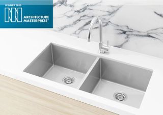 Kitchen Sink - Double Bowl 860 x 440  Brushed Nickel