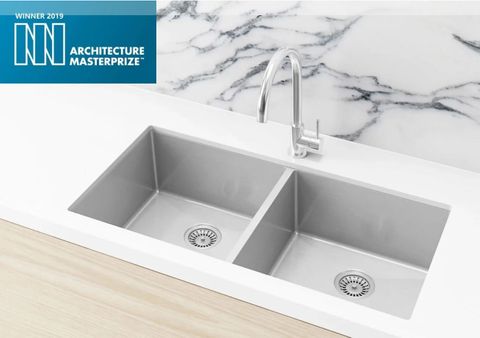 Kitchen Sink - Double Bowl 860 x 440  Brushed Nickel