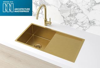 Kitchen Sink - Drainboard Single Bowl 840*440*200 Brushed Bronze Gold