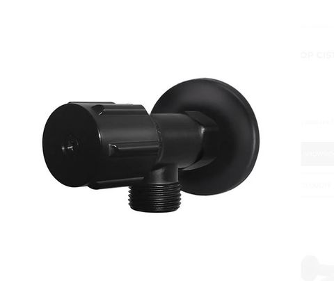 Round Mini Stop Cistern Tap with backplate  Matte Black