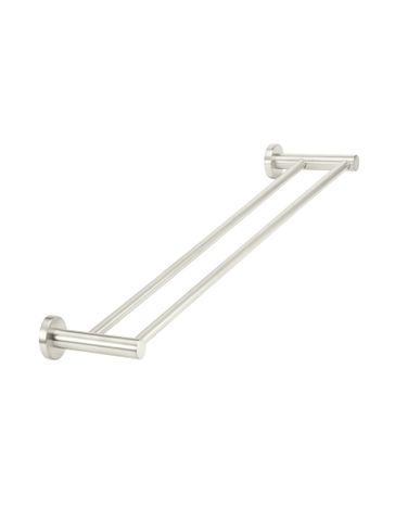 Round Double Towel Rail 600mm  Brushed Nickel