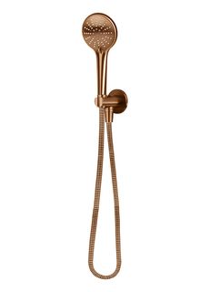 Round Hand Shower on Fixed Bracket, Three Function Hand Shower Lustre Bronze