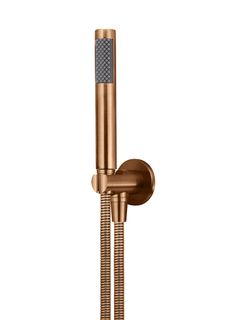 Round Hand Shower on Fixed Bracket, Single Function Hand Shower Lustre Bronze