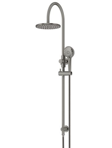 200mm Round Overhead Shower Rail, Three Function Hand Shower Shadow