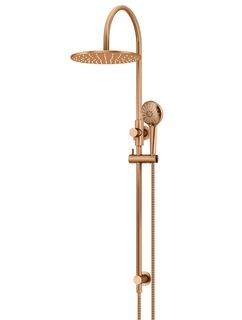 300mm Round Overhead Shower Rail, Three Function Hand Shower Lustre Bronze