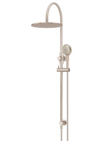 300mm Round Overhead Shower Rail, Three Function Hand Shower Champagne