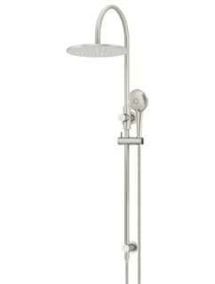 300mm Round Overhead Shower Rail, Three Function Hand Shower Brushed Nickel