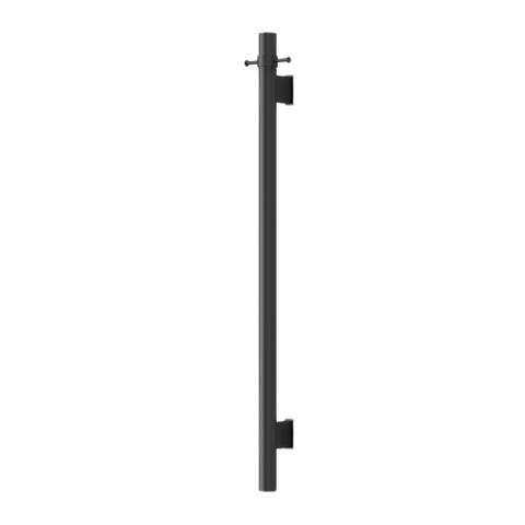 MIRAGE VERTICAL HEATED TOWEL RAIL1000MM X 120MMWITH 12V TRANSFORMER MATT BLACK